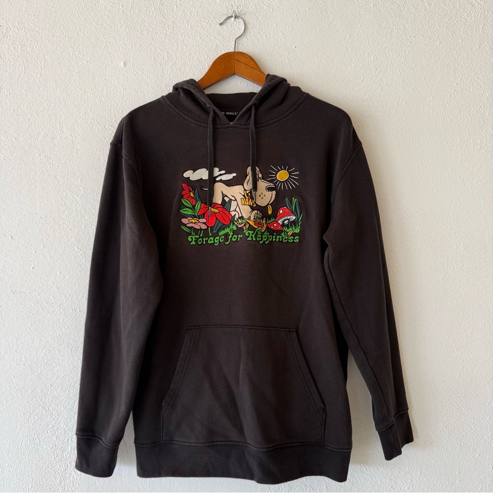 Vans Mushroom Hound Forage For Happiness Dog Graphic Hoodie Black Medium Skate